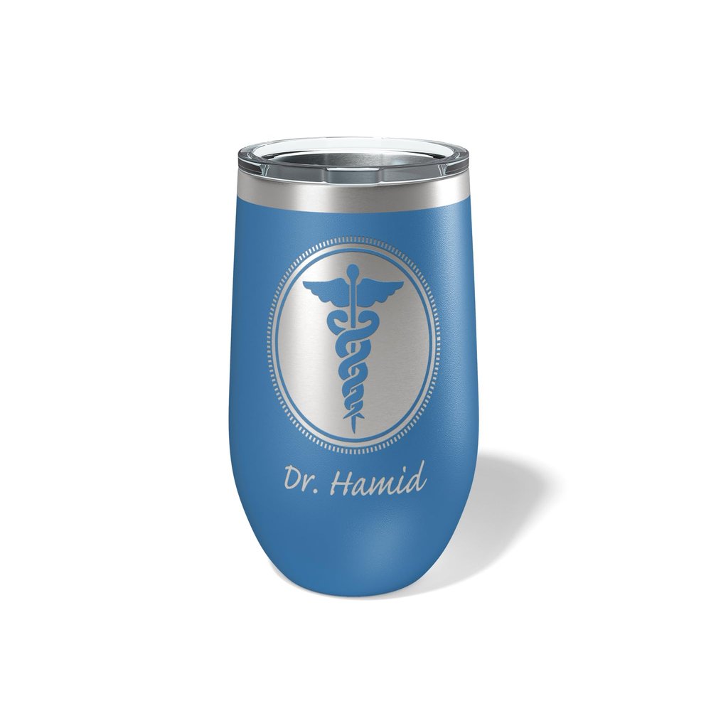 Alterd Industries Doctor Gift - Doctor Gifts for Men Women, Dr. Gifts Doctor Cup, Tumbler, Water Bottle, Accessories, Kit, Personalized Doctor Set (Doctor, Royal Blue, 12oz Wine Tumbler)