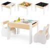 Costzon Kids Table and Chair Set, 4 in 1 Wooden Activity Table & 2 Chairs with Detachable Blackboard for Arts, Crafts, Drawing, Reading, Storage, 3 PCS Toddler Table and Chairs for Boys Girls (White) view 1