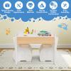 Costzon Kids Table and Chair Set, 4 in 1 Wooden Activity Table & 2 Chairs with Detachable Blackboard for Arts, Crafts, Drawing, Reading, Storage, 3 PCS Toddler Table and Chairs for Boys Girls (White) view 3