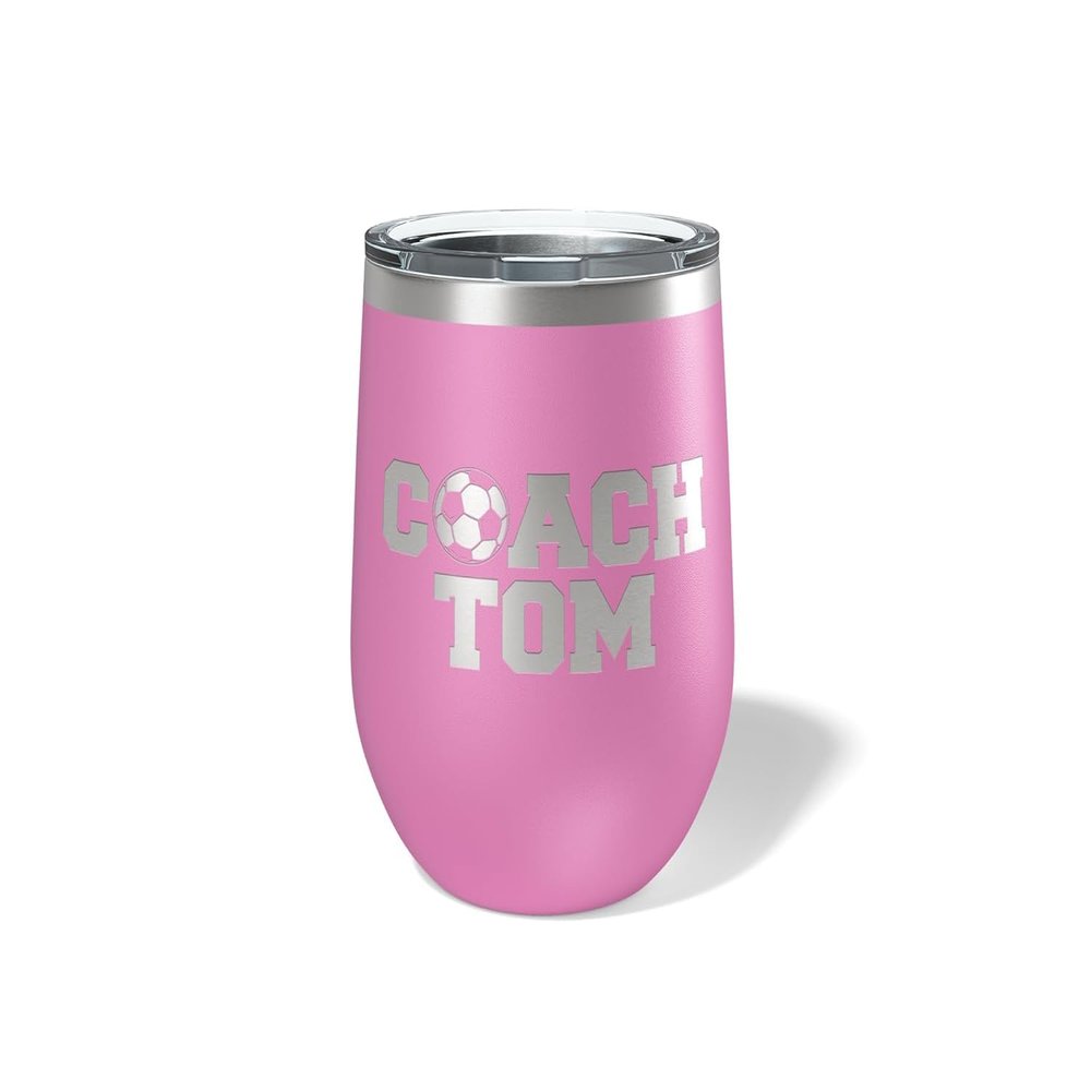 Alterd Industries Soccer Coach Gift - Soccer Coach Gifts Tumbler | soccer coach gifts for men | Girls Soccer Coach Gifts | Soccer coach ideas (Soccer Stacked, Lilac, 12oz Wine Tumbler)