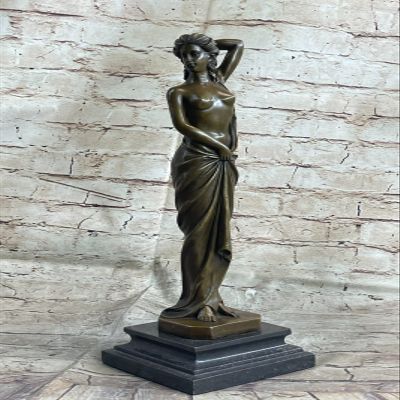 EUROPEAN BRONZE Art Deco Sculpture Nude Woman Female Body Bronze Statue Lost Wax Method Figurine Gift Deal Handmade Art
