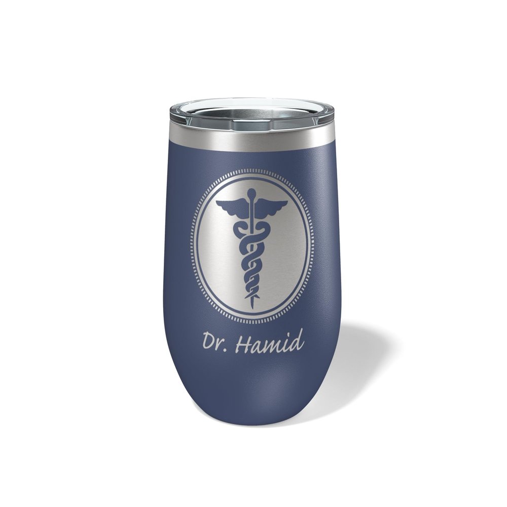 Alterd Industries Doctor Gift - Doctor Gifts for Men Women, Dr. Gifts Doctor Cup, Tumbler, Water Bottle, Accessories, Kit, Personalized Doctor Set (Doctor, Navy, 12oz Wine Tumbler)