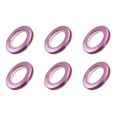 METALLIXITY Curtain Grommets, (1.5 Inch) 6Pcs, Plastic Drapery Roman Ring - for Household Window Door Rods, Purple