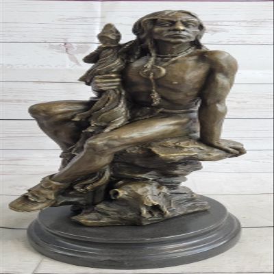 EUROPEAN BRONZE Art Deco Western Old West Indian Chief Warrior Bronze Sculpture Bust Figurine Gift Deal Handmade Art