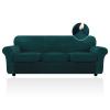 FestiCorp Velvet Sofa Covers for 3 Seat Cushion Couch Sofa Slipcovers, Stretch 4 Piece Couch Cover, Thick Furniture Covers for Dogs Pets, Oversized Sofa, Emerrald Green view 1
