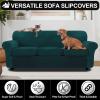 FestiCorp Velvet Sofa Covers for 3 Seat Cushion Couch Sofa Slipcovers, Stretch 4 Piece Couch Cover, Thick Furniture Covers for Dogs Pets, Oversized Sofa, Emerrald Green view 4