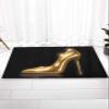 Fluffy Bath Rug Gold High Heels Black Back,Non Slip Shag Carpet Soft Floor Door Mat Women Elegant Glitter Shoes,Absorbent Entrance Rugs for Kitchen Bathroom Living Room 24x35In view 2