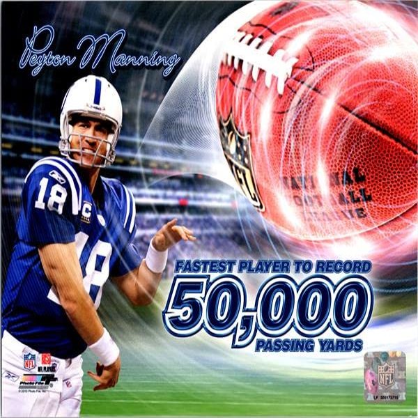 Autograph Warehouse 725949 8 x 10 in. Peyton Manning Colts Fastest 50000 Passing Yards Photofile Licensed Photo