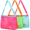 Tagitary Beach Toys Large Mesh Beach Bag Sand Toy Shell Collecting Bag for Holding Shells Pool Bag Swimming Accessories Gift for Teens Boys and Girls (Only Bags,A Set of 3) view 1