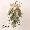 2pcs Christmas Teardrop Swag Winter Door Wreath Garland Swag for Home Outdoor Indoor Decor view 2