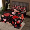 Geometric Plaid Heart Coverlet Set King Size Valentine's Day Gifts Bedspread 3pcs for Kids Girls Women Room Decor Stripes Black Pink Heart Comforter Set Romantic Quilt Set,2 Pillowcases view 1