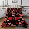 Geometric Plaid Heart Coverlet Set King Size Valentine's Day Gifts Bedspread 3pcs for Kids Girls Women Room Decor Stripes Black Pink Heart Comforter Set Romantic Quilt Set,2 Pillowcases view 2