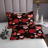 Geometric Plaid Heart Coverlet Set King Size Valentine's Day Gifts Bedspread 3pcs for Kids Girls Women Room Decor Stripes Black Pink Heart Comforter Set Romantic Quilt Set,2 Pillowcases view 4