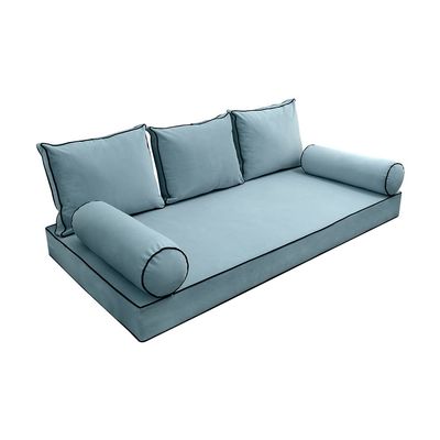 Cover ONLY Model V3 Full Velvet Contrast Pipe Indoor Daybed Mattress Cushion AD355