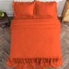4 Piece Long Ruffle Sheet Set, 30" Inch Long Ruffle On Corner of The Flat Sheet, 12 Inch Deep Pocket, 100% Egyptian Cotton, 1000 TC, Queen Size, Solid Orange view 4