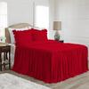 4 Piece Long Ruffle Sheet Set, 30" Inch Long Ruffle On Corner of The Flat Sheet, 12 Inch Deep Pocket, 100% Egyptian Cotton, 1000 TC, Olympic Queen Size, Solid Blood Red view 1