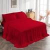 4 Piece Long Ruffle Sheet Set, 30" Inch Long Ruffle On Corner of The Flat Sheet, 12 Inch Deep Pocket, 100% Egyptian Cotton, 1000 TC, Olympic Queen Size, Solid Blood Red view 3