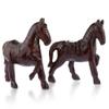 AeraVida Prancing Horse Carved Rain Tree Wood Figurine Sculpture Set of 2 | Wooden Horse Statue Home Decor | Horse Wooden Statues and Sculptures view 2