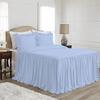 4 Piece Long Ruffle Sheet Set, 30" Inch Long Ruffle On Corner of The Flat Sheet, 18 Inch Deep Pocket, 100% Egyptian Cotton, 1000 TC, Olympic Queen Size, Solid Light Blue view 1