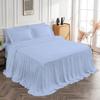 4 Piece Long Ruffle Sheet Set, 30" Inch Long Ruffle On Corner of The Flat Sheet, 18 Inch Deep Pocket, 100% Egyptian Cotton, 1000 TC, Olympic Queen Size, Solid Light Blue view 3