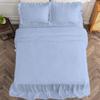 4 Piece Long Ruffle Sheet Set, 30" Inch Long Ruffle On Corner of The Flat Sheet, 18 Inch Deep Pocket, 100% Egyptian Cotton, 1000 TC, Olympic Queen Size, Solid Light Blue view 4