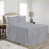 4 Piece Long Ruffle Sheet Set, 30" Inch Long Ruffle On Corner of The Flat Sheet, 18 Inch Deep Pocket, 100% Egyptian Cotton, 1000 TC, Queen Size, Solid Silver view 1
