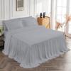 4 Piece Long Ruffle Sheet Set, 30" Inch Long Ruffle On Corner of The Flat Sheet, 18 Inch Deep Pocket, 100% Egyptian Cotton, 1000 TC, Queen Size, Solid Silver view 3