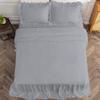 4 Piece Long Ruffle Sheet Set, 30" Inch Long Ruffle On Corner of The Flat Sheet, 18 Inch Deep Pocket, 100% Egyptian Cotton, 1000 TC, Queen Size, Solid Silver view 4