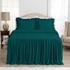 4 Piece Long Ruffle Sheet Set, 30" Inch Long Ruffle On Corner of The Flat Sheet, 21 Inch Deep Pocket, 100% Egyptian Cotton, 1000 TC, Olympic Queen Size, Solid Teal view 2
