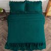 4 Piece Long Ruffle Sheet Set, 30" Inch Long Ruffle On Corner of The Flat Sheet, 21 Inch Deep Pocket, 100% Egyptian Cotton, 1000 TC, Olympic Queen Size, Solid Teal view 4