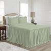4 Piece Long Ruffle Sheet Set, 30" Inch Long Ruffle On Corner of The Flat Sheet, 12 Inch Deep Pocket, 100% Egyptian Cotton, 1000 TC, Full Size, Solid Light Sage view 1