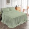 4 Piece Long Ruffle Sheet Set, 30" Inch Long Ruffle On Corner of The Flat Sheet, 12 Inch Deep Pocket, 100% Egyptian Cotton, 1000 TC, Full Size, Solid Light Sage view 3