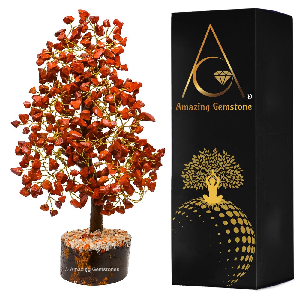Amazing Gemstone Crystals and Healing Stones Birthday Gifts for Women - Red Jasper Crystal Tree of Life Home Decor Stocking Stuffers, Bookshelf, Room, Meditation Gift for Dad, Unique Birthday Gifts
