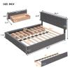 KLMM Modern Queen Size Upholstered Platform Bed with 2 Drawers and 1 Twin XL Trundle, Linen Fabric, Suitable for Teenagers, Adults, Bedrooms (Dark Gray@F~) view 2