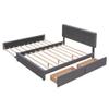 KLMM Modern Queen Size Upholstered Platform Bed with 2 Drawers and 1 Twin XL Trundle, Linen Fabric, Suitable for Teenagers, Adults, Bedrooms (Dark Gray@F~) view 4