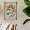 Antique Valentine Cupid Angel Children Metal Sign Wall Art Vintage French Style Love Cupid Aluminum Art Signs Valentine's Day Gift for Her Vintage Wall Plaque for Bedroom 18x12in view 2