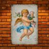 Antique Valentine Cupid Angel Children Metal Sign Wall Art Vintage French Style Love Cupid Aluminum Art Signs Valentine's Day Gift for Her Vintage Wall Plaque for Bedroom 18x12in view 3