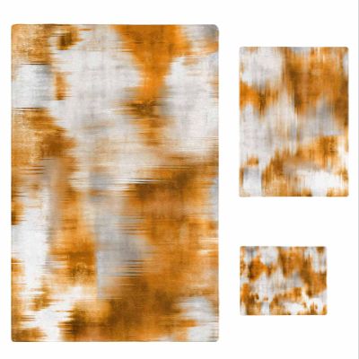 Anzona Orange Striped Oil Painting 3 Piece Bath Towels Set, Modern White Abstract Art Aesthetics Soft & Absorbent Towel for Bathroom, (1 Bath Towel 30x60, 1 Hand Towel 16x28, 1 Washcloth 13x13)