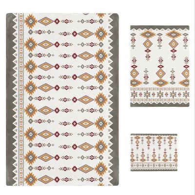 Southwest Geometric 3 Piece Bath Towels Set, Western Beige Grey Boho Ethnic Geometric Soft & Absorbent Towel for Bathroom, Hotel (1 Bath Towel 30x60, 1 Hand Towel 16x28, 1 Washcloth 13x13)