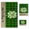 Anzona St. Patrick's Day 3 Piece Bath Towels Set, Watercolor Lucky Clover Green Black Plaid Soft & Absorbent Towel for Bathroom, Hotel (1 Bath Towel 30x60, 1 Hand Towel 16x28, 1 Washcloth 13x13) view 1
