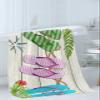 Summer Beach 3 Piece Bath Towels Set, Farmhouse Wooden Aqua Pink Teal Slippers Soft & Absorbent Towel for Bathroom, Hotel (1 Bath Towel 30x60, 1 Hand Towel 16x28, 1 Washcloth 13x13) view 3