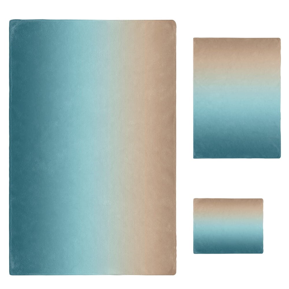 Navy Brown Ombre 3 Piece Bath Towels Set, Teal Gradient Color Modern Abstract Art Soft & Absorbent Towel for Bathroom, Hotel (1 Bath Towel 30x60, 1 Hand Towel 16x28, 1 Washcloth 13x13)
