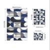 Navy Blue Grey 3 Piece Bath Towels Set, Middle Century Modern Geometric Abstract Art Soft & Absorbent Towel for Bathroom, Hotel (1 Bath Towel 30x60, 1 Hand Towel 16x28, 1 Washcloth 13x13) view 4