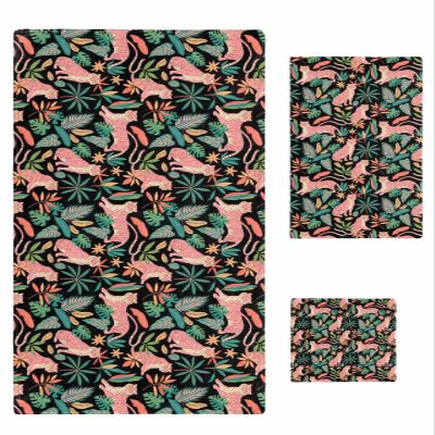 Anzona Pink Lion 3 Piece Bath Towels Set, Teal Orange Tropical Forest Palm Leaves Botanical Soft & Absorbent Towel for Bathroom, Hotel (1 Bath Towel 30x60, 1 Hand Towel 16x28, 1 Washcloth 13x13)