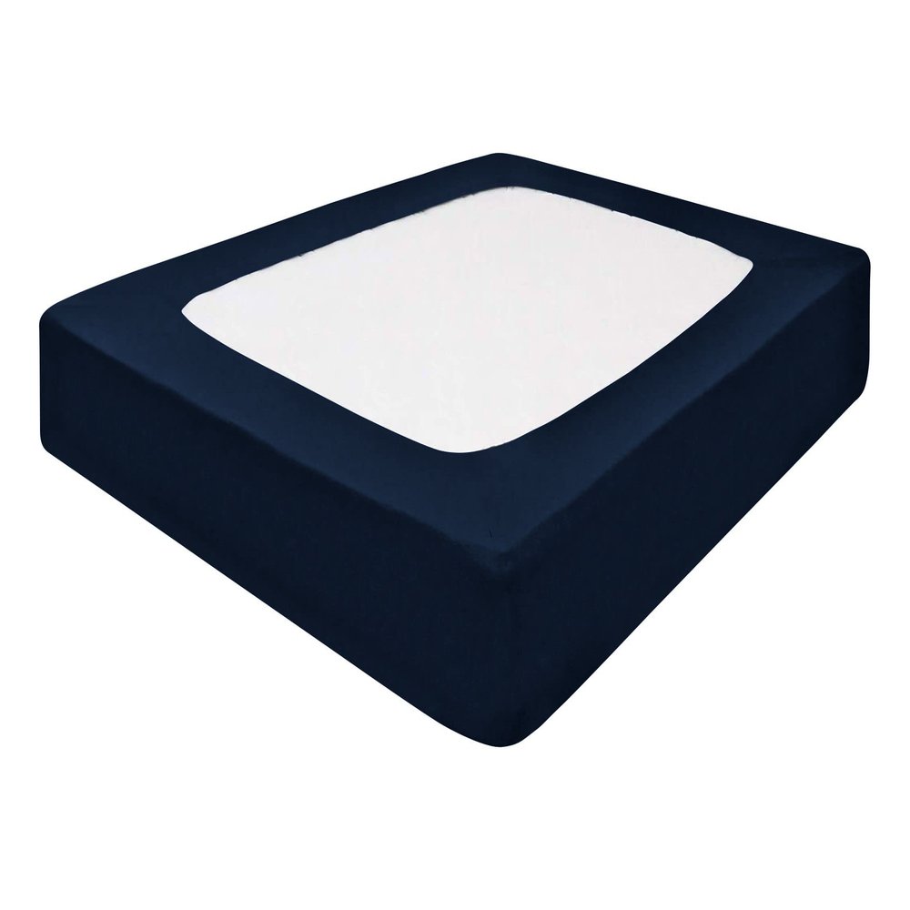 Velosso StretchWrap Box Spring Cover - 100% Egyptian Cotton Wrap Around 4 Sides for Hotel & Home, Fits Box Springs up to 10 - King, Navy