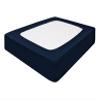 Velosso StretchWrap Box Spring Cover - 100% Egyptian Cotton Wrap Around 4 Sides for Hotel & Home, Fits Box Springs up to 10 - King, Navy view 1