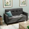 ALISH Small Sofa Couch, Upholstered Loveseat Sofa Armed Love Seat couches ButtonTufed Small Couches for Small Spaces Two-Seater Loveseats for Living Room, Bedroom, Gray view 4