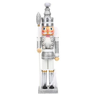 LUOZZY Wooden Christmas Nutcracker Figure Xmas Nutcracker Soldier Home Desktop Decor, Sliver
