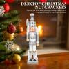 LUOZZY Wooden Christmas Nutcracker Figure Xmas Nutcracker Soldier Home Desktop Decor, Sliver view 3
