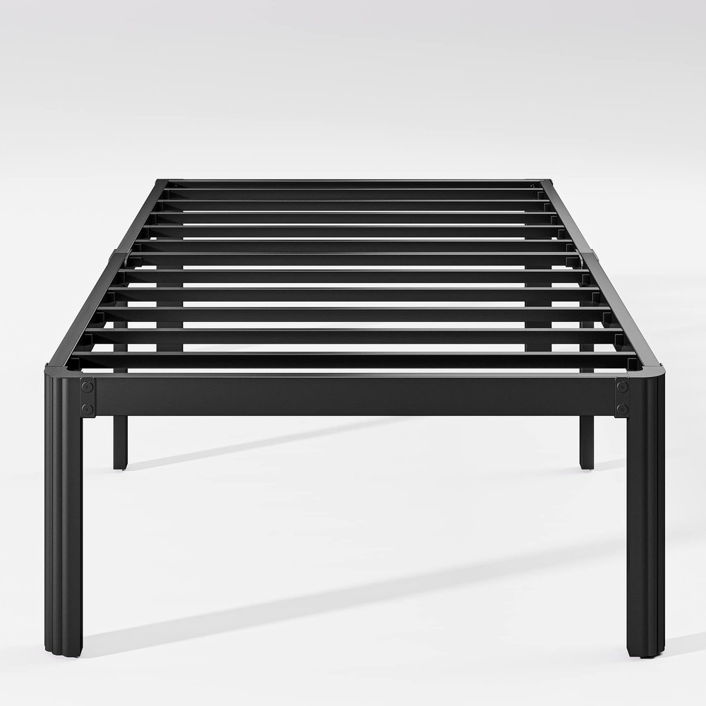 Hunlostten 18in Heavy Duty Twin Bed Frame No Box Spring Needed, Metal Platform Bed Frame Twin with Round Corners, Easy Assembly, Noise Free, Black